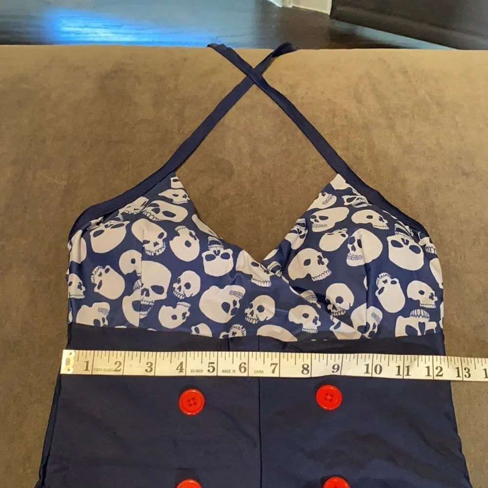 Women’s One Piece Swimsuit Halter Neck Size 4 NWOT Blue - Image 8