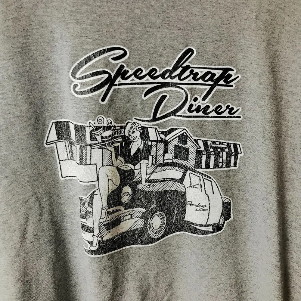 Speedtrap Diner Woodville Ohio T Shirt Gray XL Extra Large Pinup Girl Cotton - Image 7