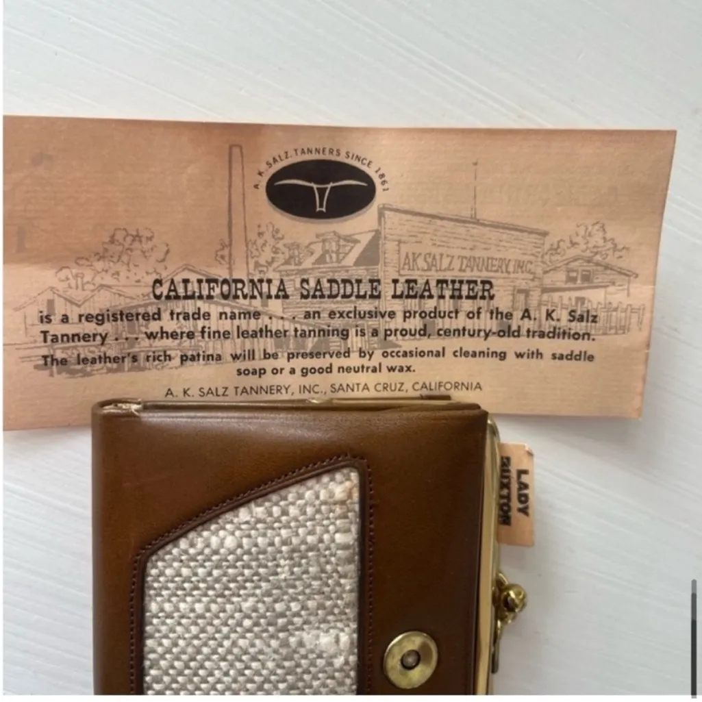 1960s Lady Buxton Leather & Brass French Purse Wallet with Kiss Lock Brown Tan - Image 15