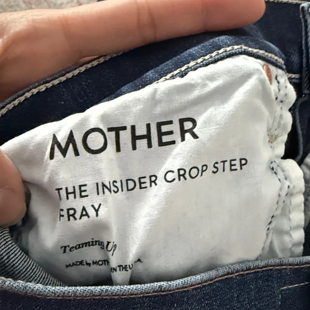 MOTHER Dark Blue The Insider Crop Step Fray Jeans Size 27 High rise Denim - Image 7