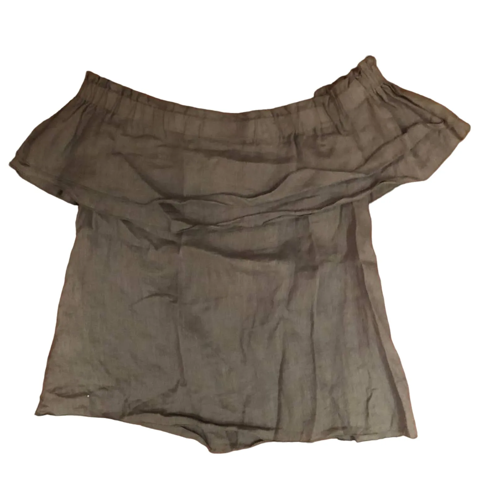 Young Fabulous & Broke Linen Top Olive Green - Image 2