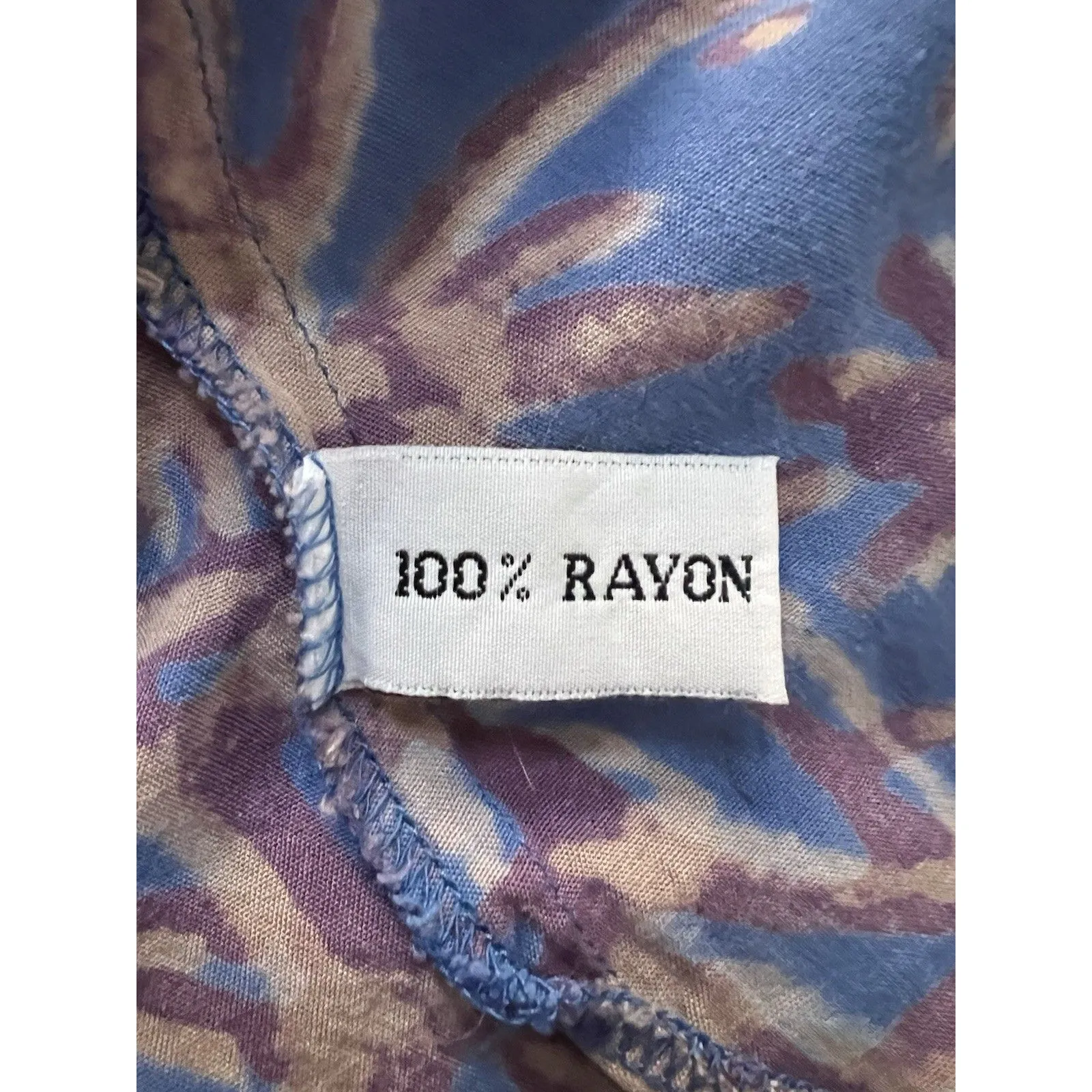 Vintage 90s Caribbean Colours Floral Maxi Dress Size Medium Blue Purple Ferns - Image 5