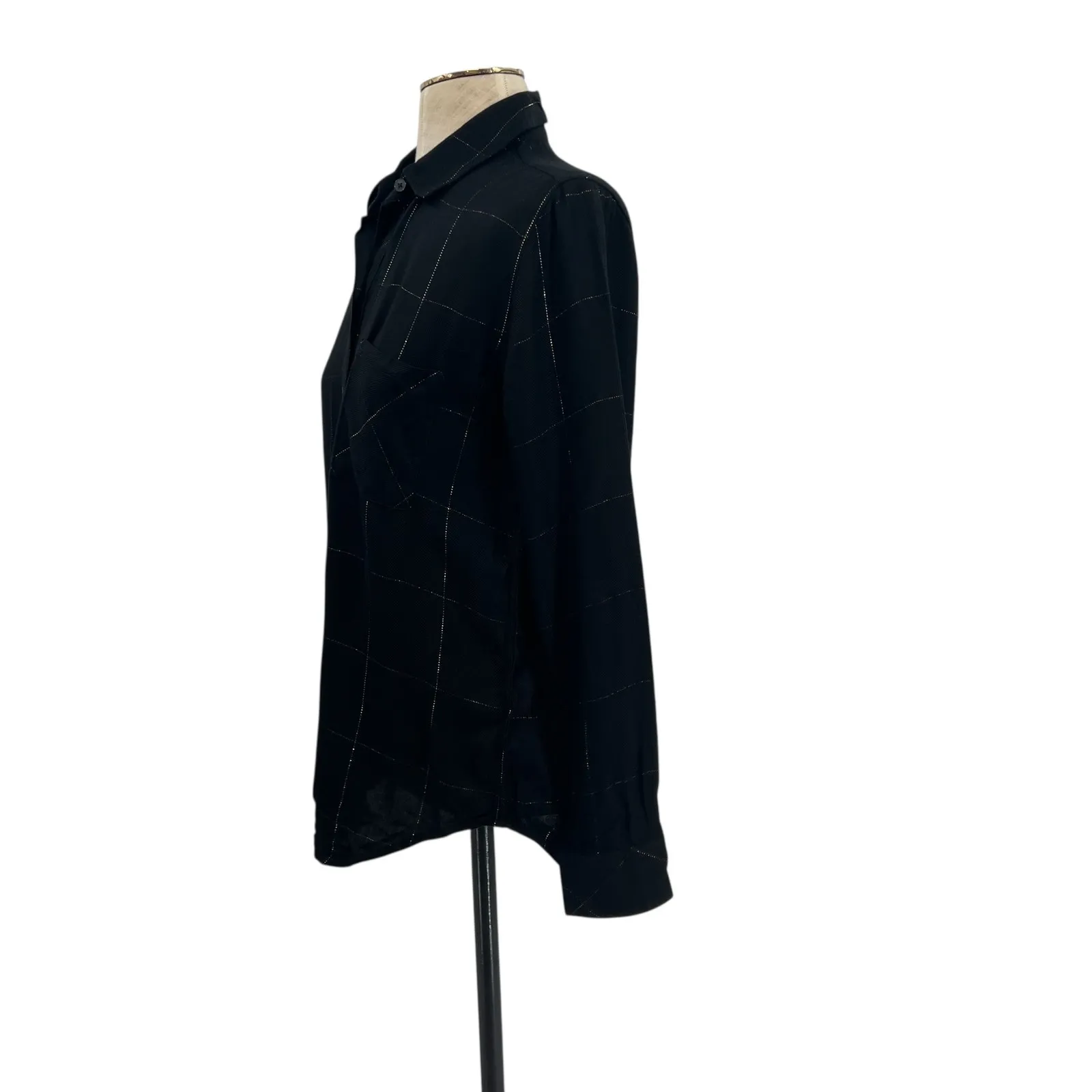 Rails Hunter Shirt Plaid Check Print Metallic Ebony Tinsel Black Gold Size Small - Image 7