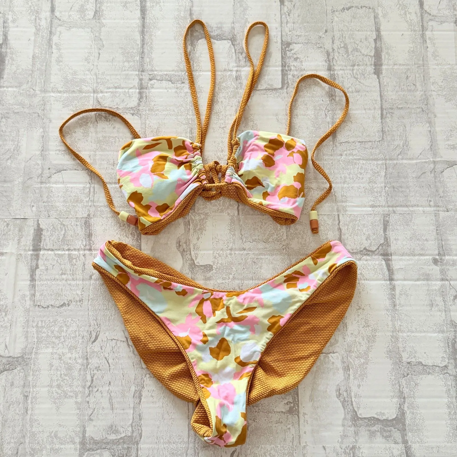 Maaji Reversible Floral Botanical Print Two Piece Bikini Set Tropical Swim Sz S - Image 3