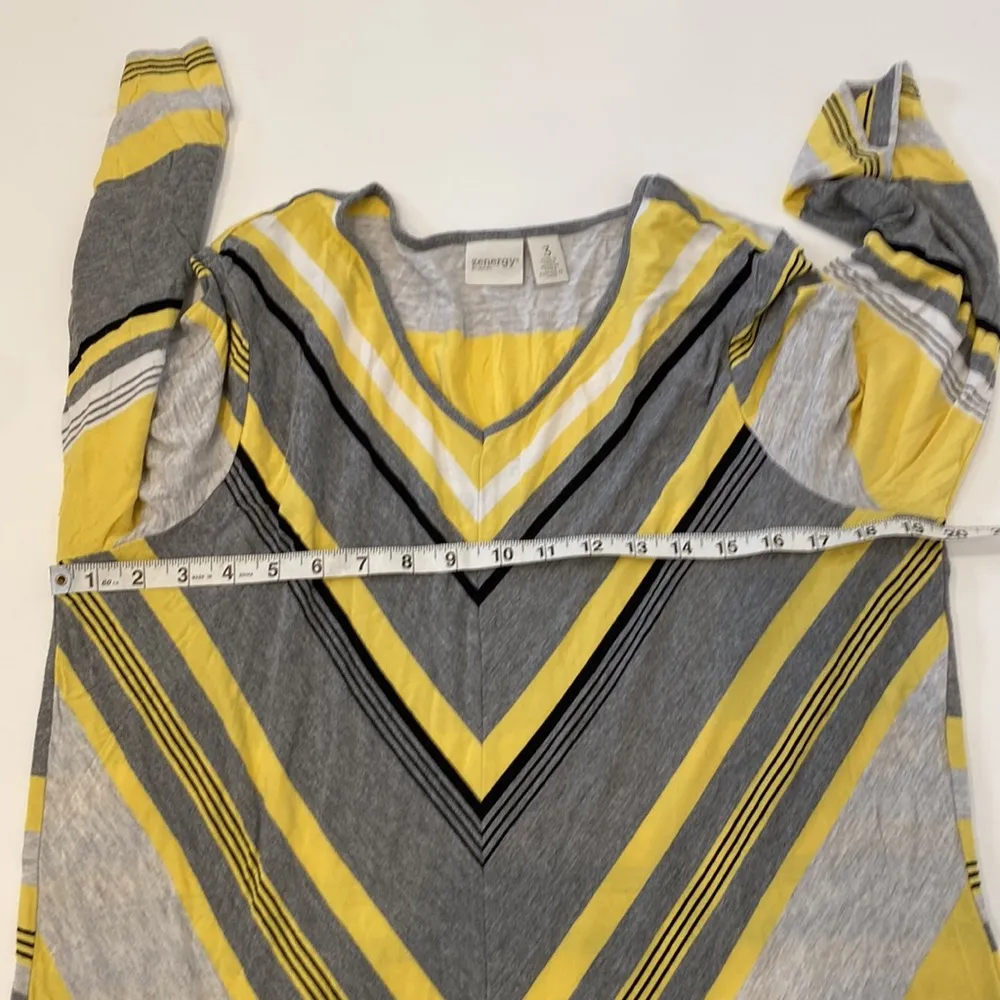 Chico’s Zenergy Tunic/ Shift Dress Chevron Striped Stretchy EUC Sz XL Yellow - Image 8