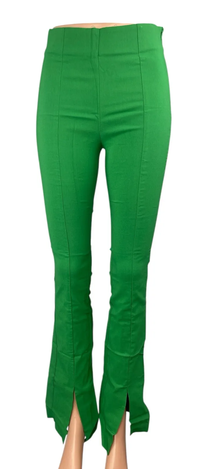 Dilvin Women's Green Split Hem Zip Bootcut High Rise Flare Trousers Pants Size 8 - Image 1