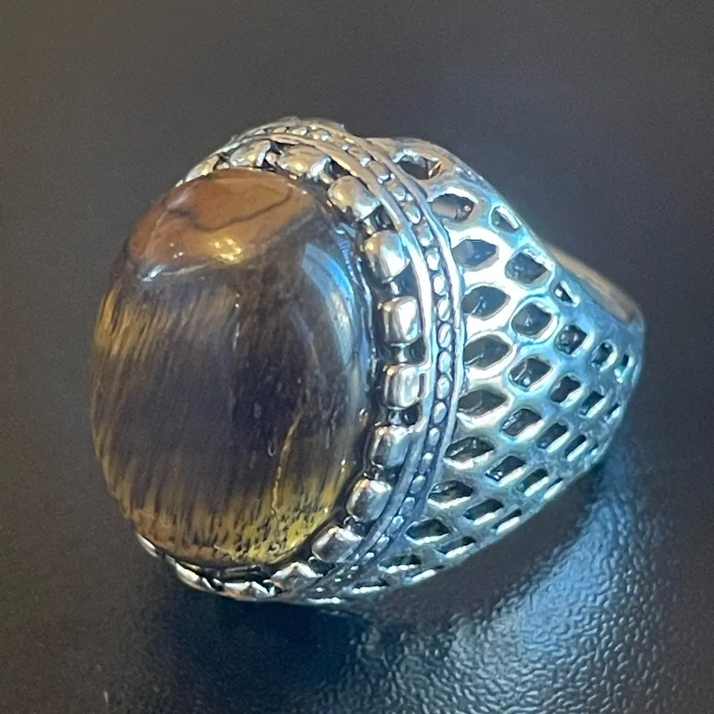 Tigers eye stone S925 silver women ring size 6.5 - Image 3