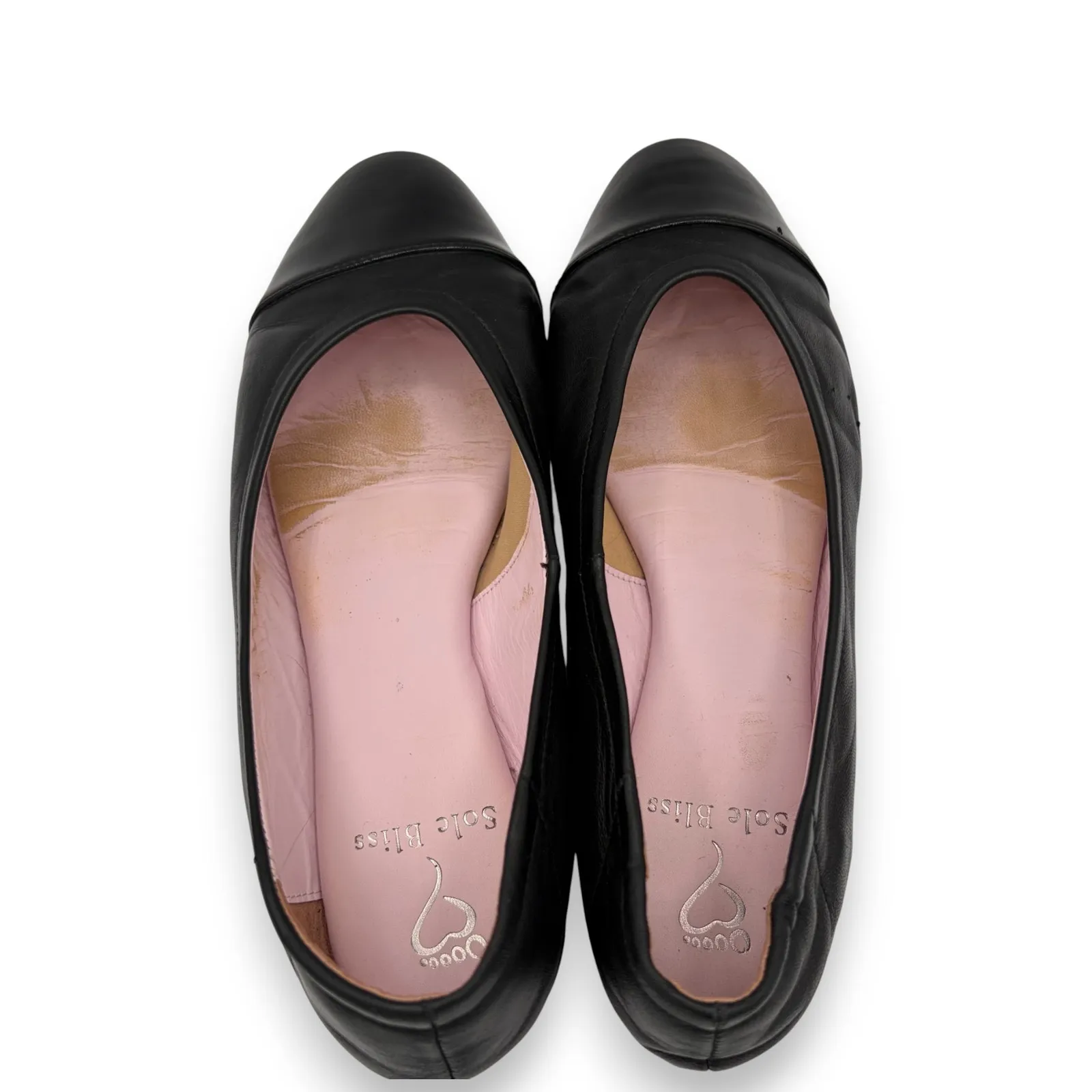 SOLE BLISS Luna Black Leather Cap Toe Ballet Flat Shoes Sz 39 Comfort Orthopedic - Image 7