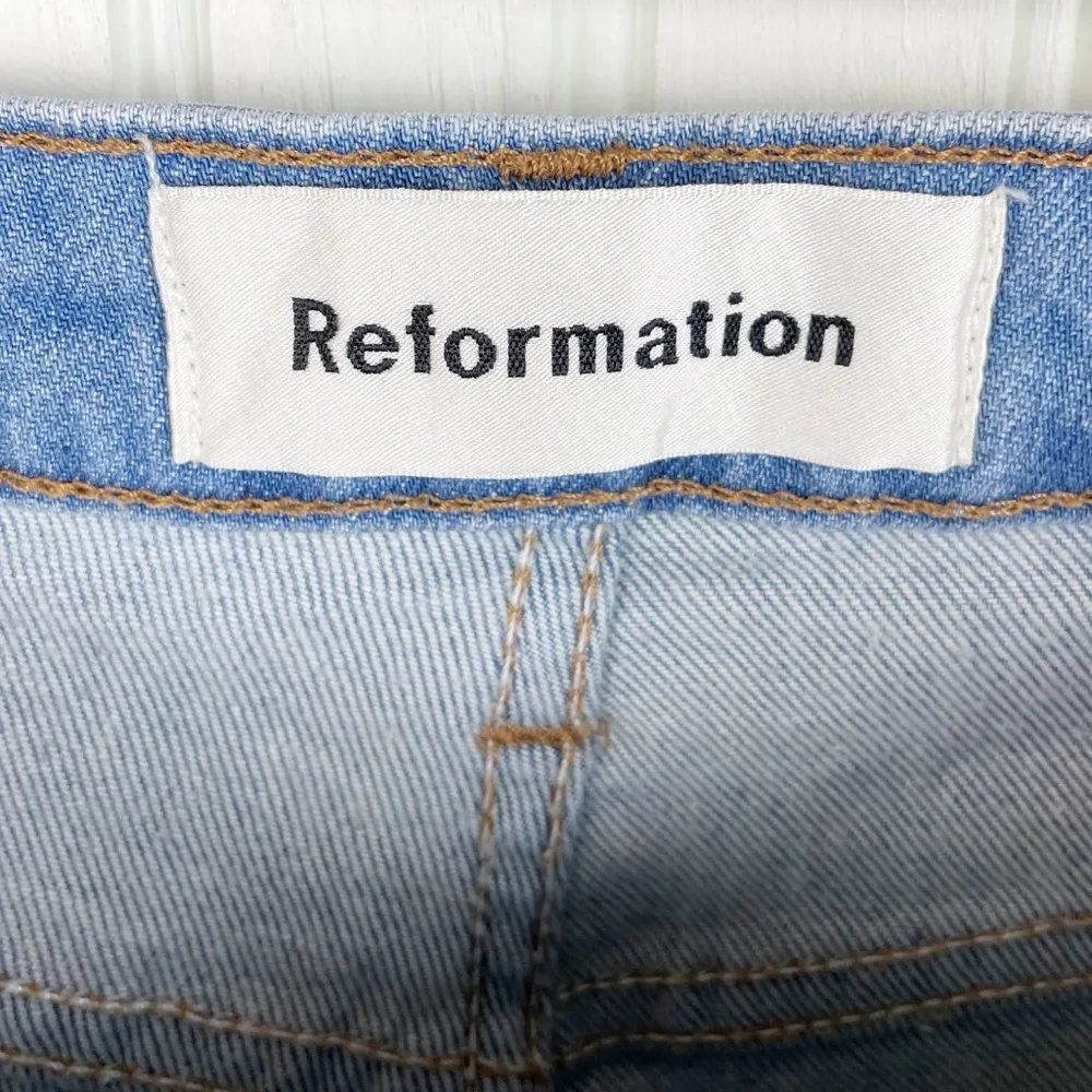 Reformation High and Straight Jeans in Indian Wash Blue Denim Women's Size 25 - Image 6