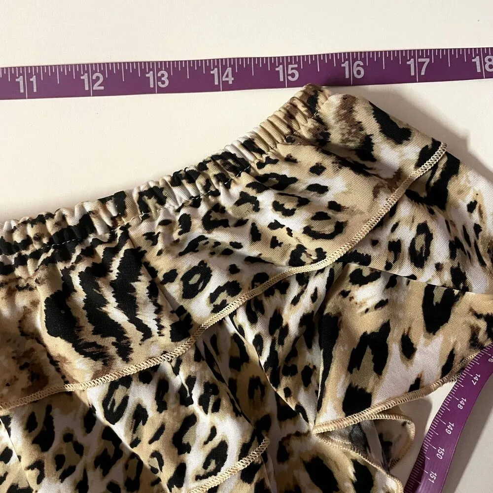 Vtg Y2K Essentials by Milano Tan/Black Leopard Print Off - Image 6