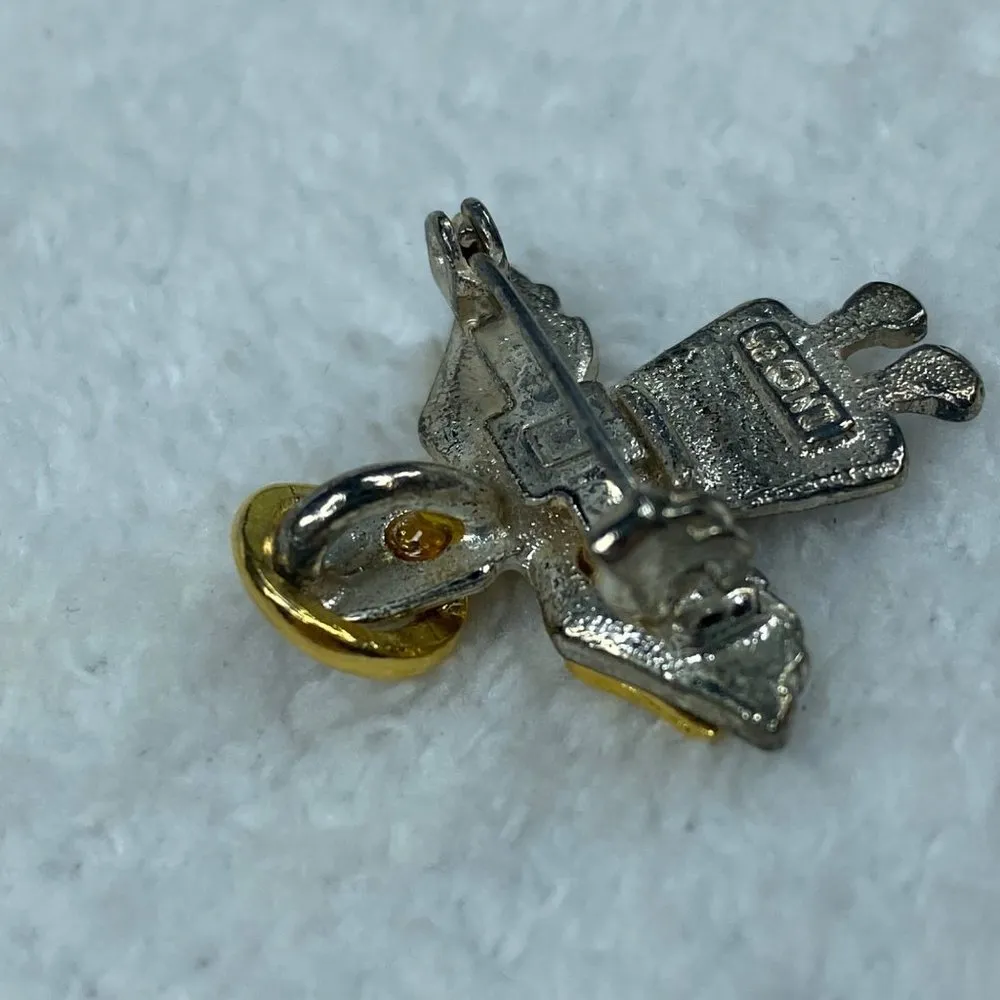 Vintage IMO 1995 Guardian Angel Pin Brooch Pendant Halo Wings Gold Silver Color - Image 3