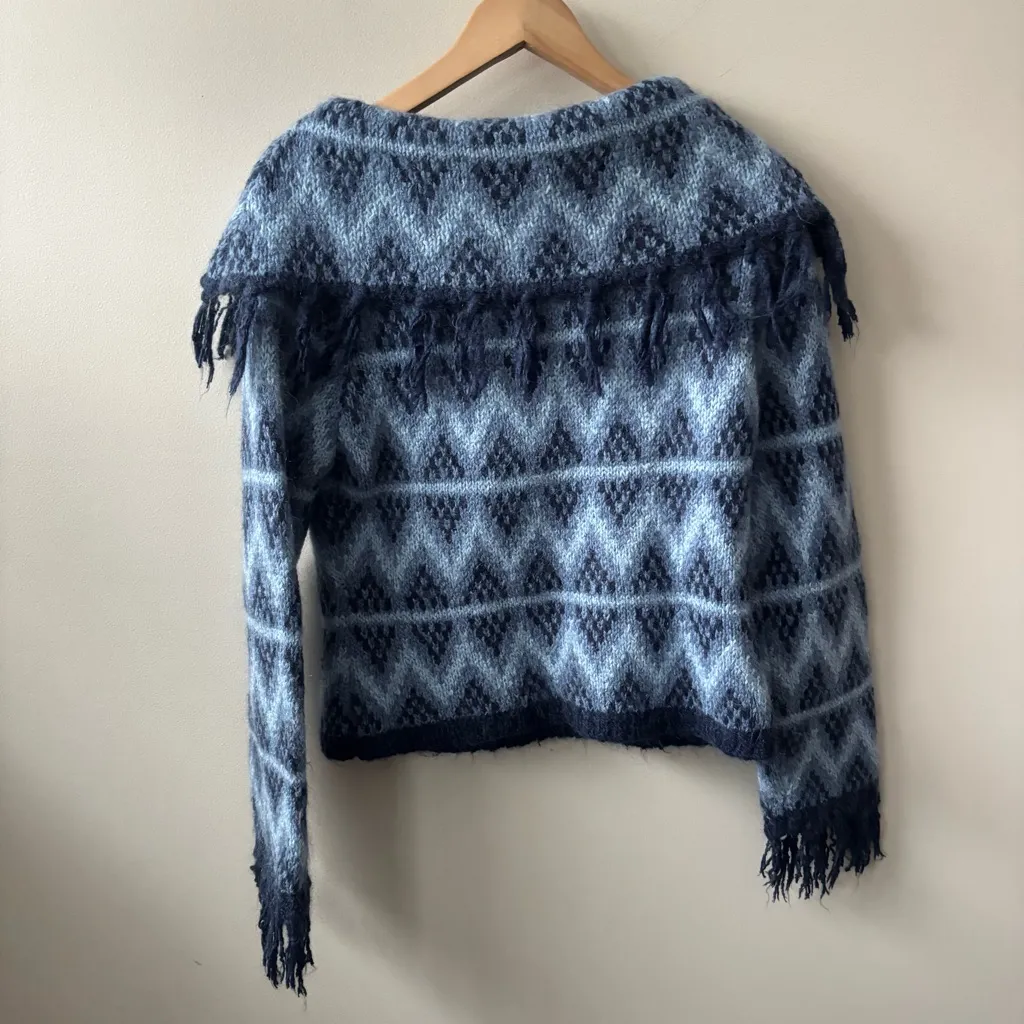 Frost Y2K Wool Fringe Sweater Blue Size L - Image 4