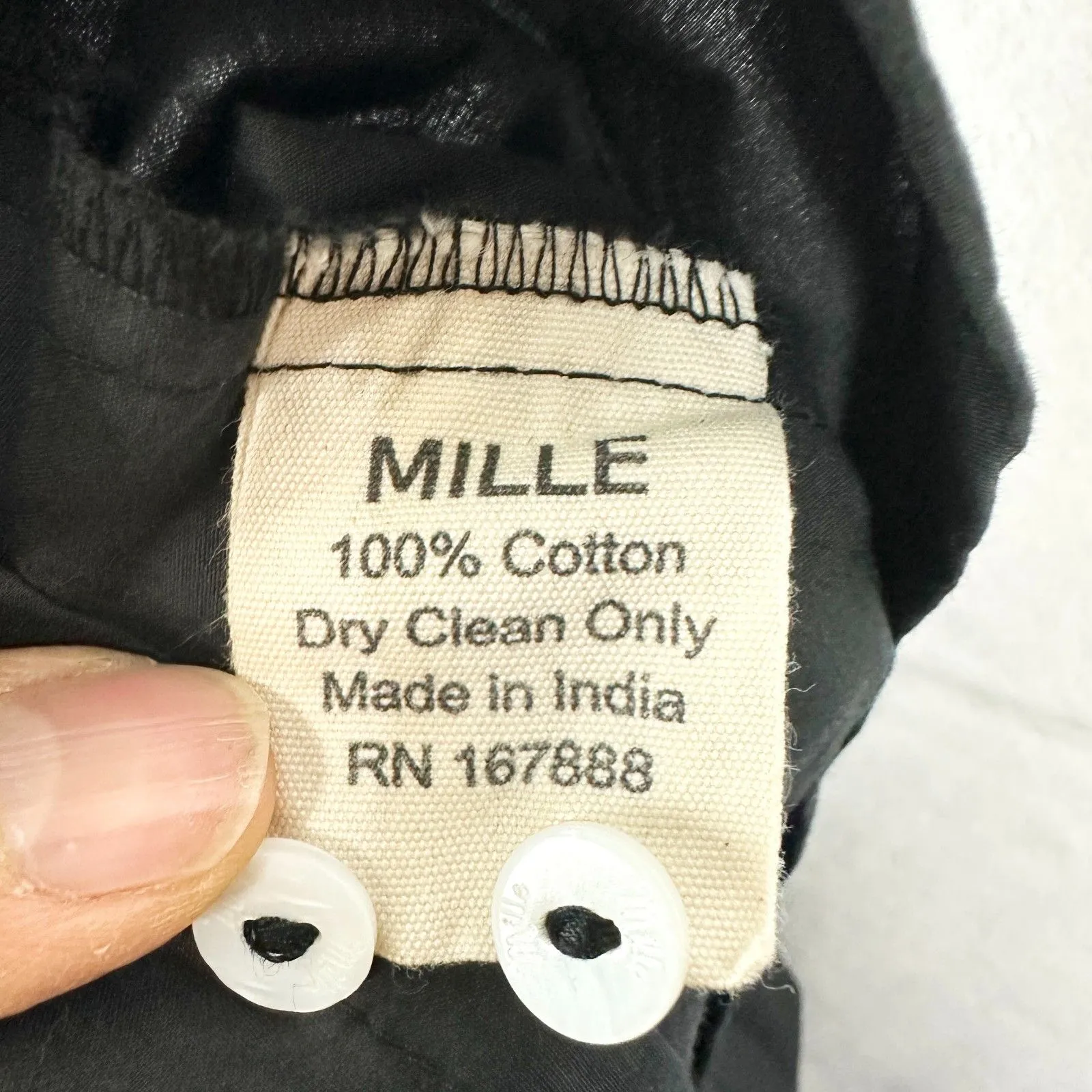 Mille Vanessa Ruffle Top Size XS Black Cotton Button Up - Image 6