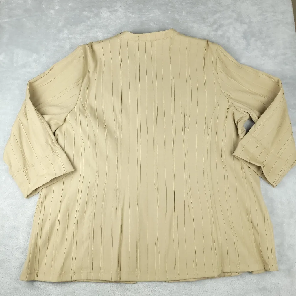Citron Santa Monica Womens Jacket Top Bamboo Mandarin Collar Lagenlook Size 2X Tan - Image 10