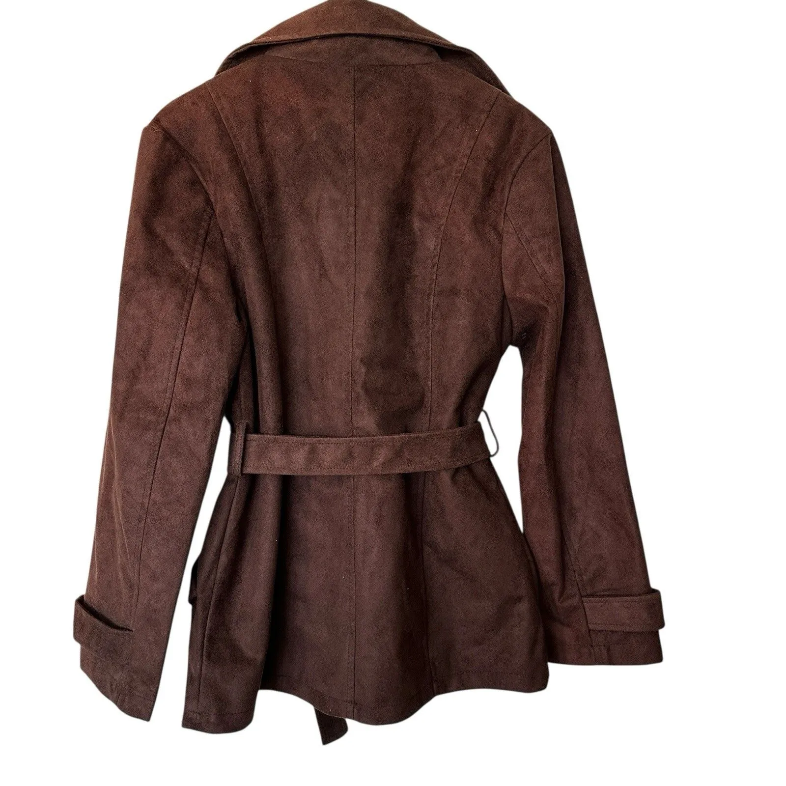 A Collezioni Suede chocolate brown leather  jacket coat women's M NEW - Image 2