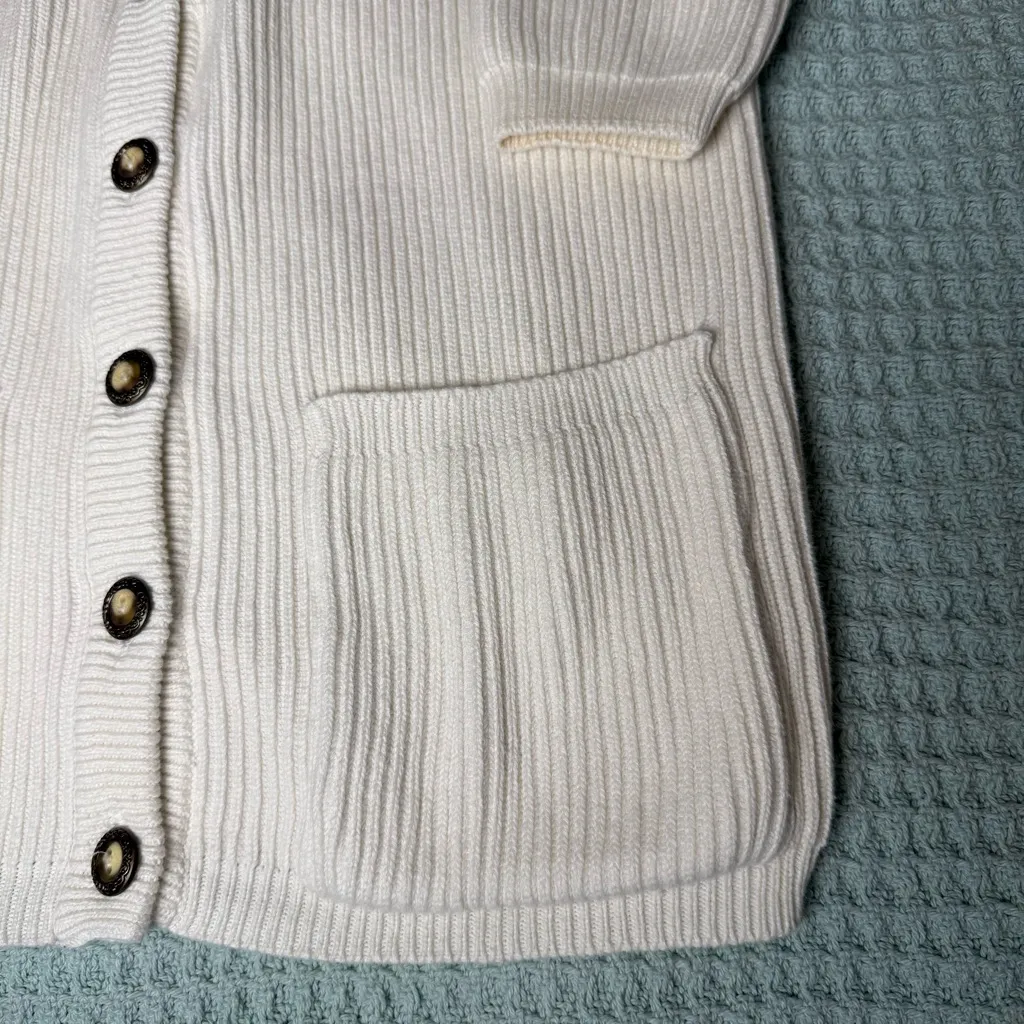 Vintage Hunt Club Cardigan Sweater Womens Small Cream Grandpa Fisherman Chunky - Image 3