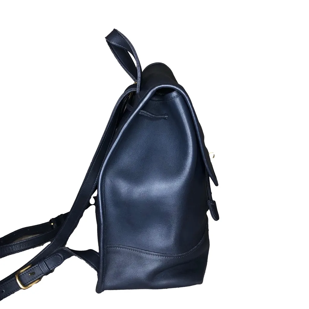 COACH Navy Blue Glove Tanned Leather Daypack Backpack Drawstring Turn-Lock 9791 - Image 4