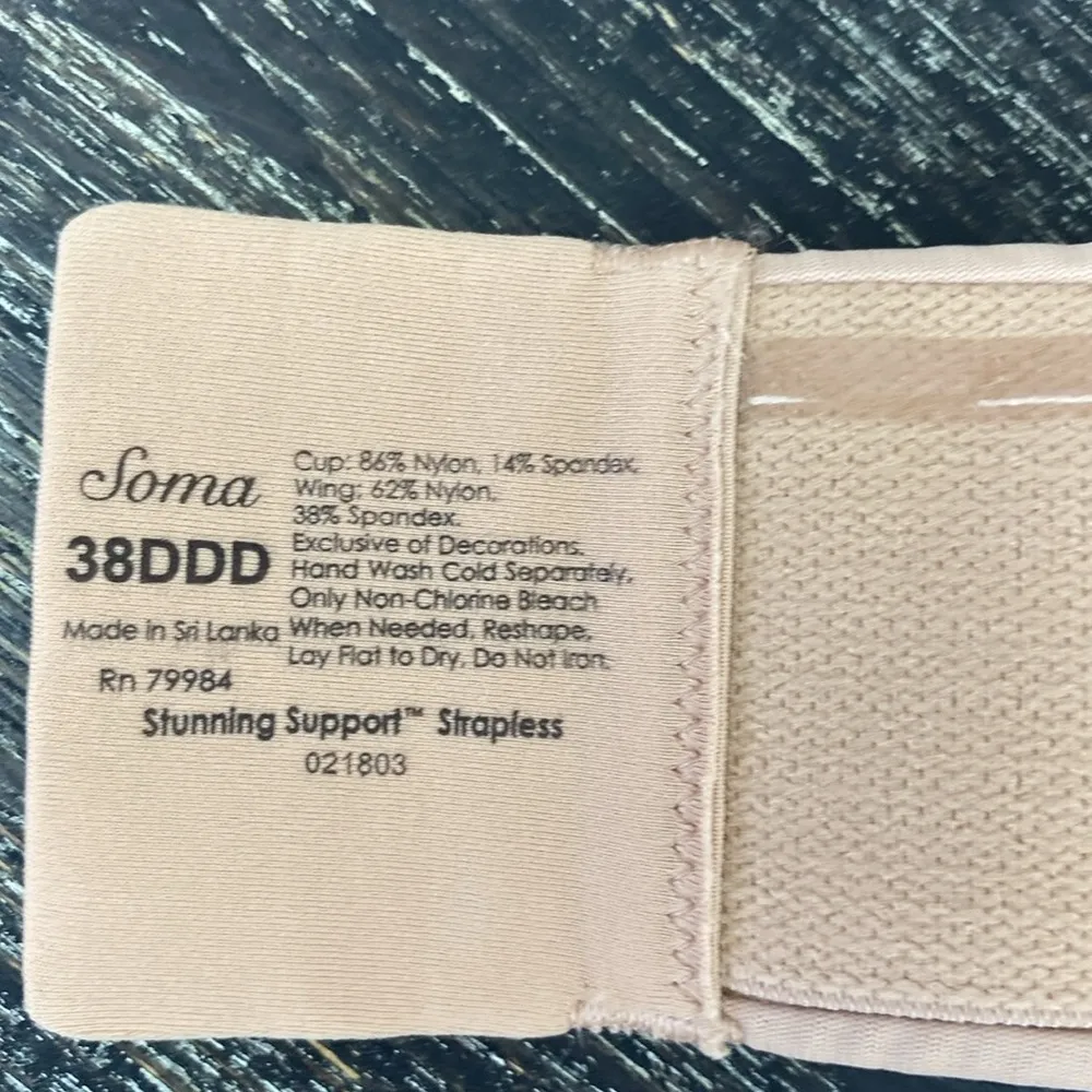 Soma Nude Stunning Support Strapless Underwire Contour Bra 38 DDD NEW Tan Size undefined - Image 6