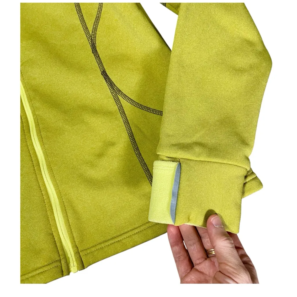 Y2K ATHLETA Lime Green Fleece Lined Sweatshirt Jacket - Image 3