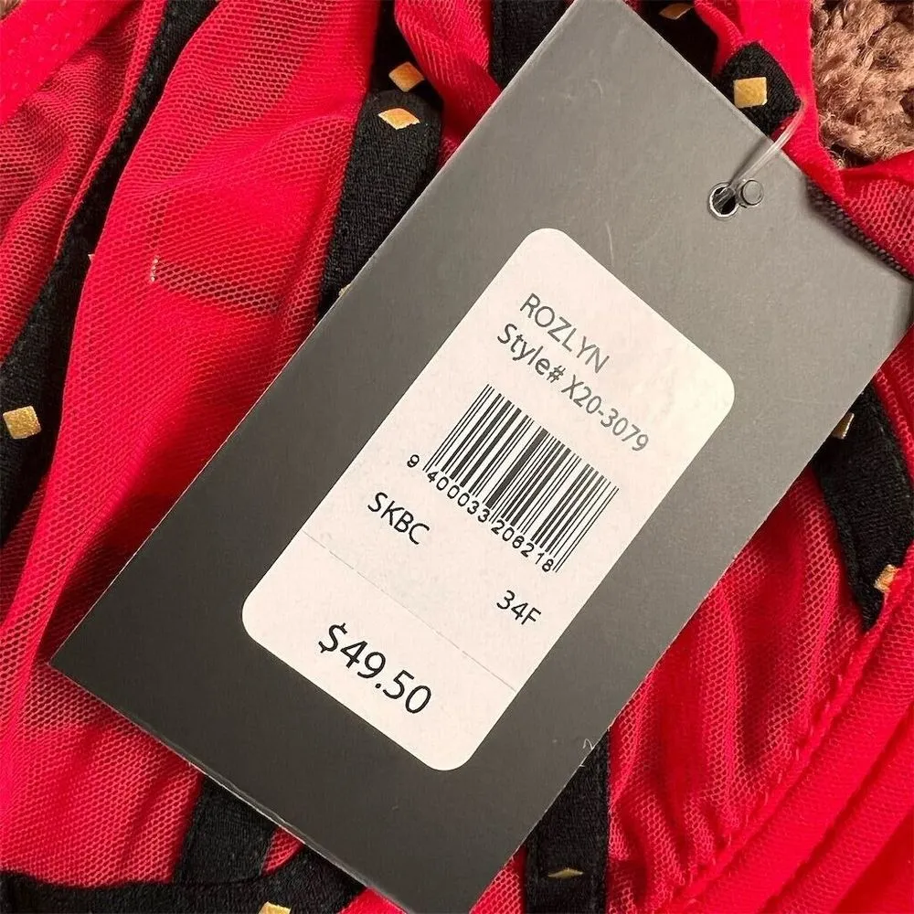 Frederick's of Hollywood Rozlyn Balconette Bra‎ Red 34F Strappy Design NWT - Image 5