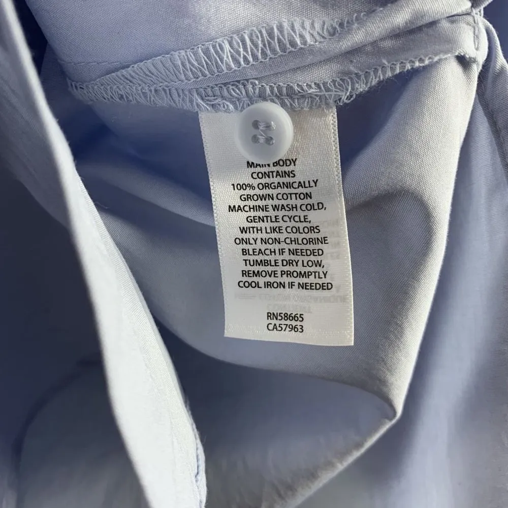 OPEN EDIT Light Blue Organic Cotton Long Sleeve Shirt Tunic Size XXS Top - Image 4