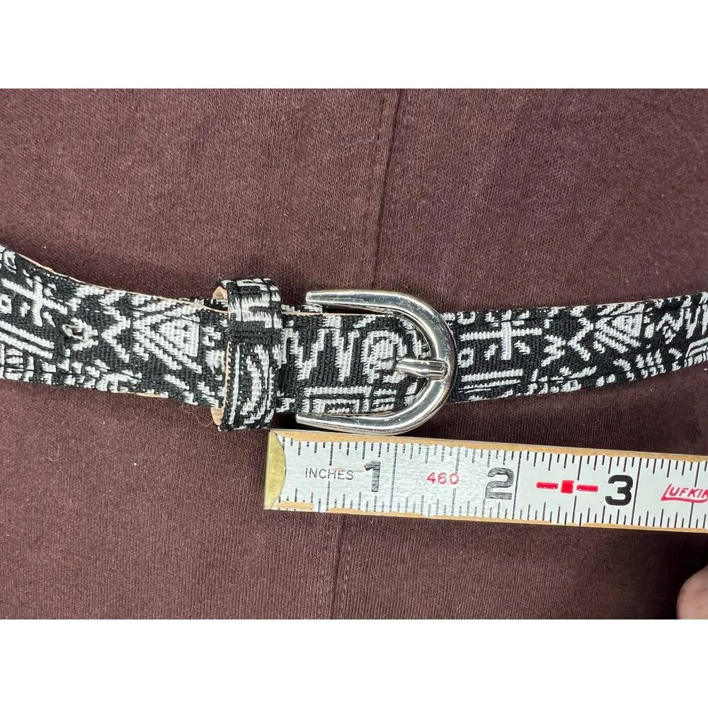 belt skinny vintage cloth covered 1990s black white tribal - Image 5