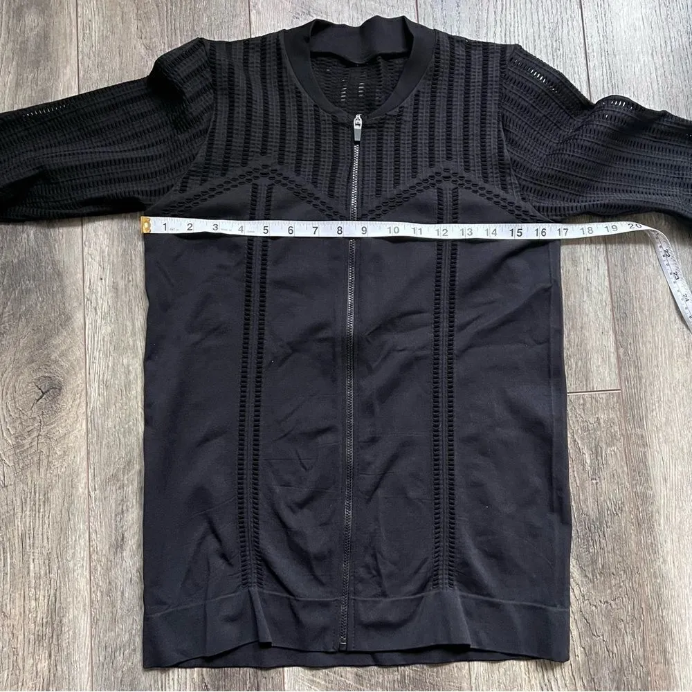 Fabletics Lila Black Seamless Fitted Full Zip Mesh Perforated Laser Cut Jacket - Image 7