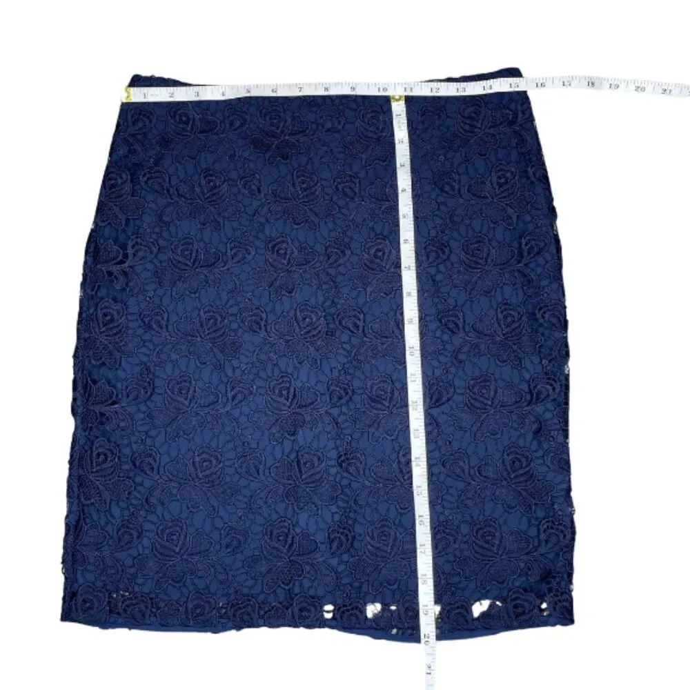 Banana Republic Women's Navy Crochet Lace Pencil Skirt Work Business Office Sz 4 - Image 5