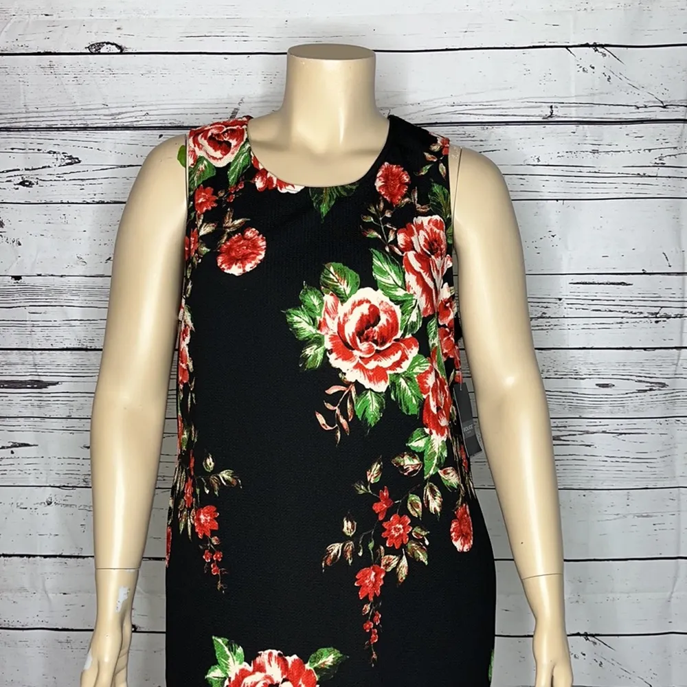 Rouge Collection NWT Size 4X Rose Floral Print Sleeveless Sheath Dress - Image 2