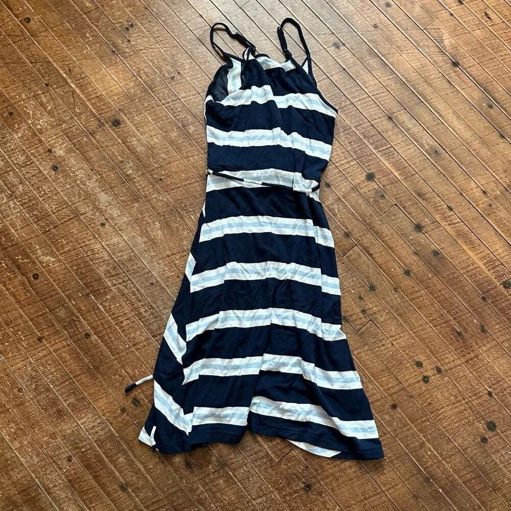 41Hawthorn S striped knit faux wrap beachy sun dress Blue - Image 2