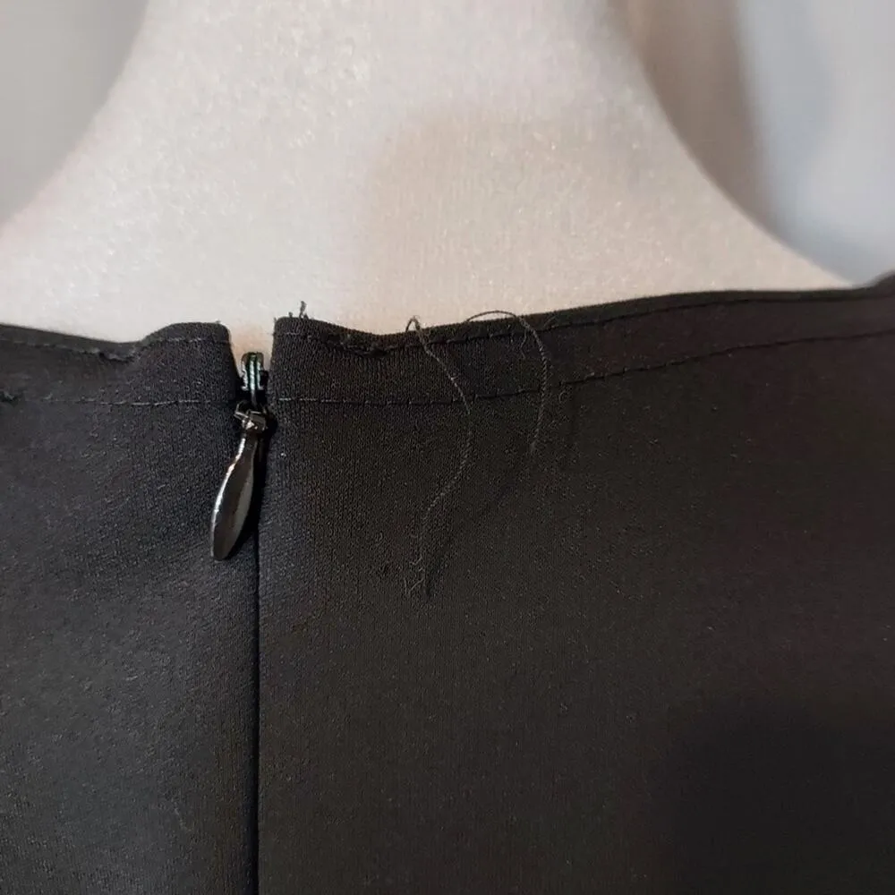 Vintage 90's Y2K ABS Allen Schwartz Black Sheer Maxi Short Sleeve Evening Dress - Image 8