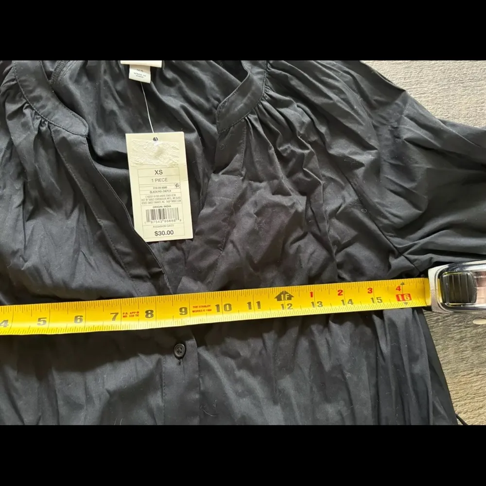 A New Day Women's 3/4 Sleeve Mini Button Shirt Dress Lightweight Black XS - Image 5