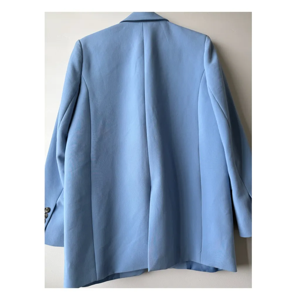 Oversized Blazer with Pockets Sky Blue - Image 2