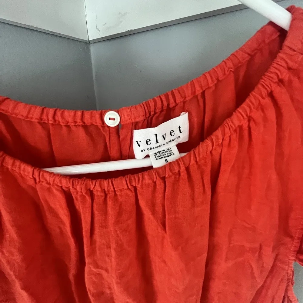 Velvet by Graham And Spencer Size Small 100% Linen Poppy Red - Image 4