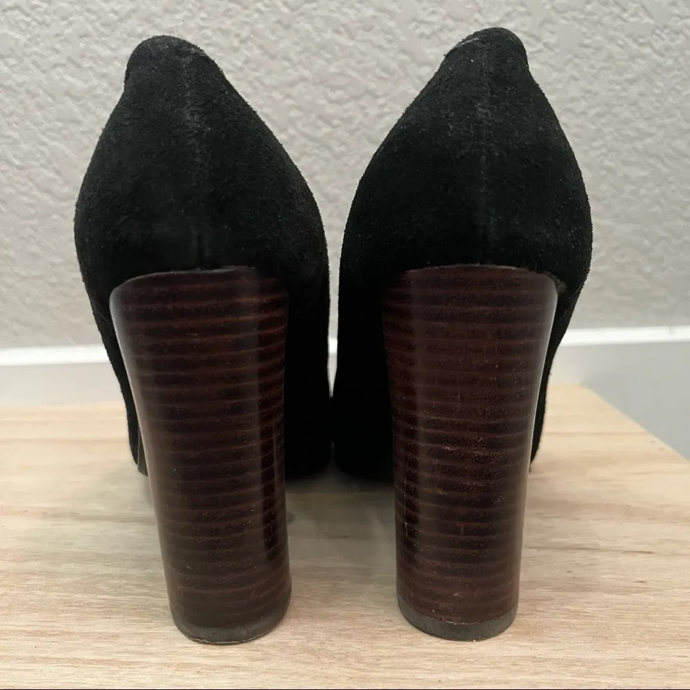Colin Stuart Black Leather Round Toe Block Heel Pumps 5 - Image 4