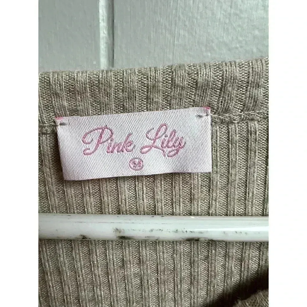 Pink Lily  Beige Oversized Pullover Top Medium - Image 3