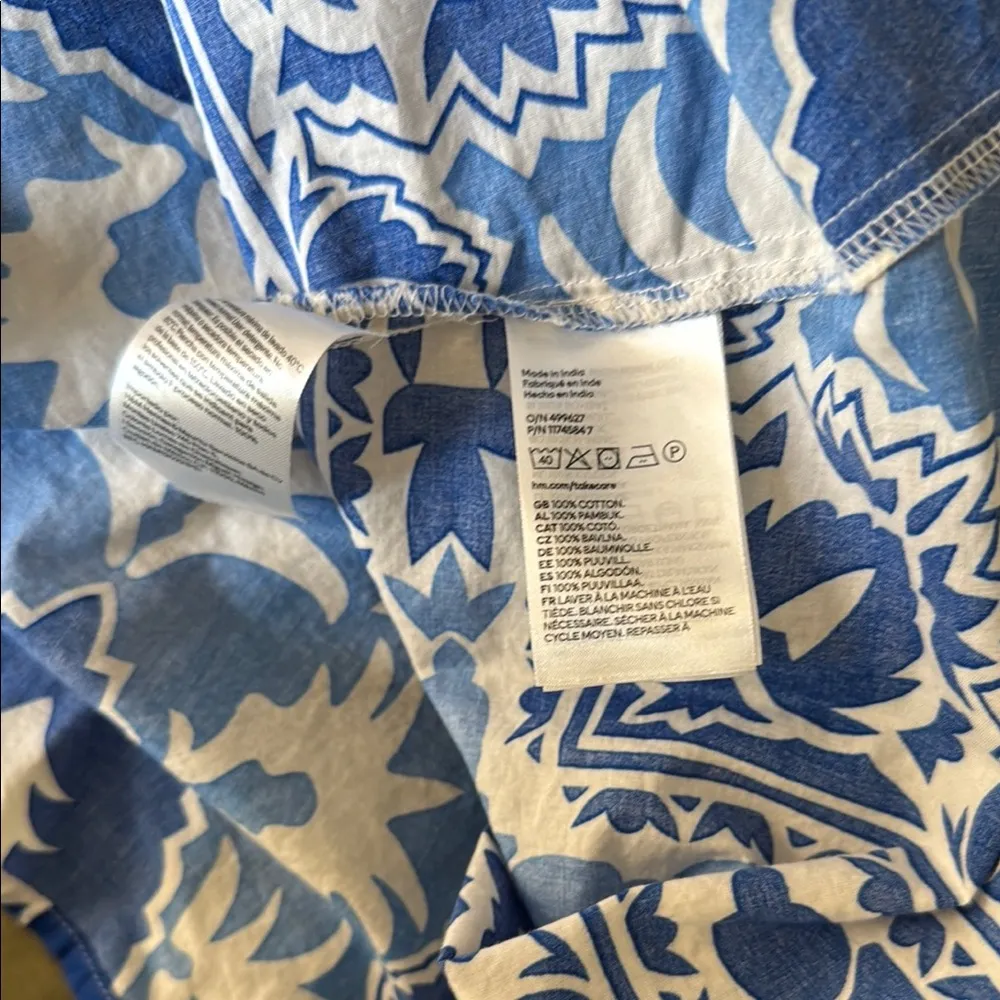 H&M Blue and White Long Sleeve V-Neck Sundress - Image 7