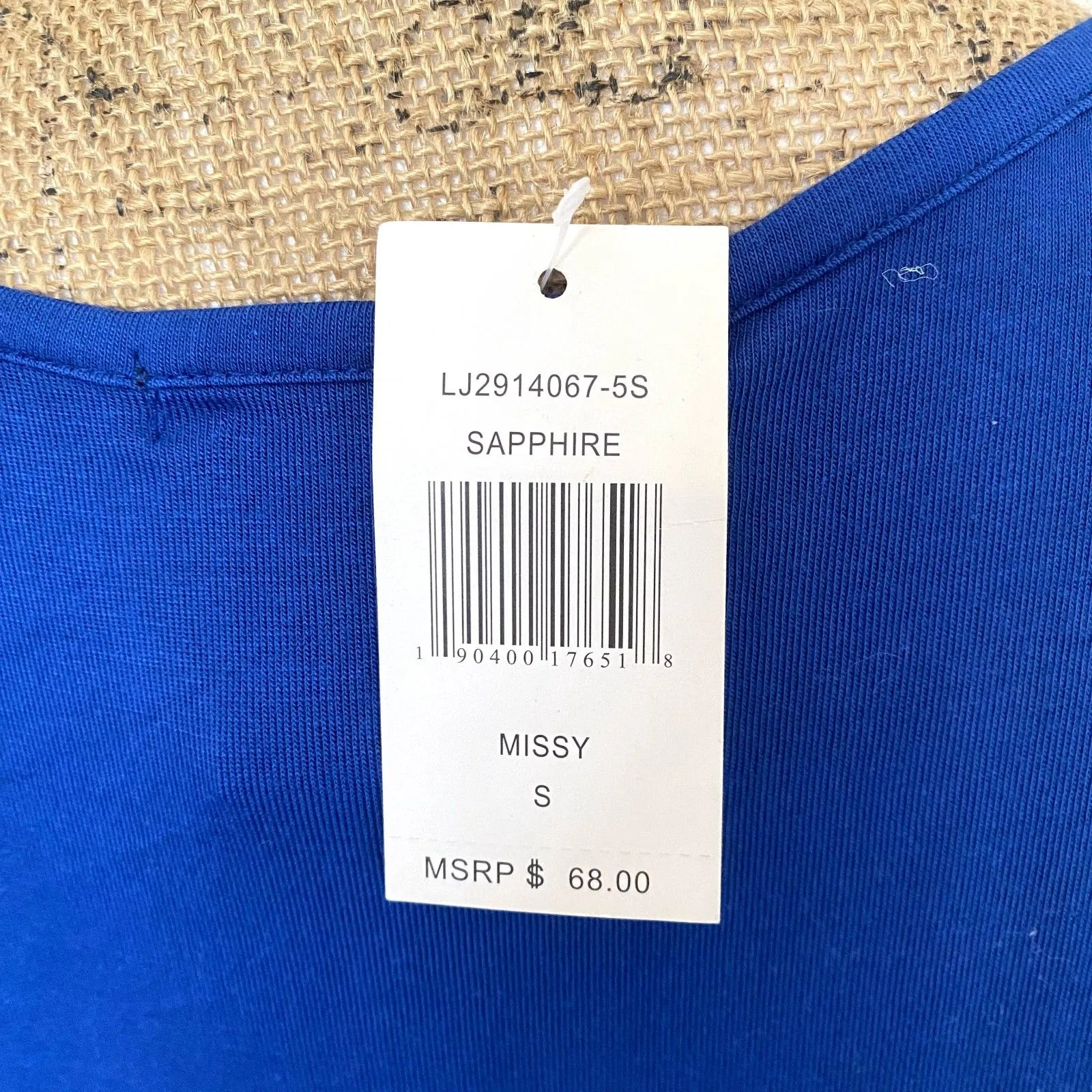 NWT Design History Rhinestone Tee Sapphire Blue Hi Low Slouchy Size Small - Image 3