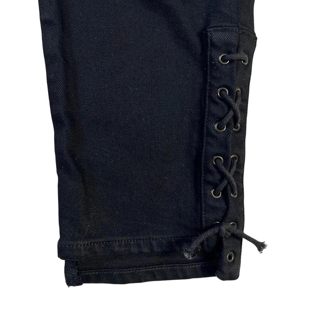 Citizens of Humanity Olivia High Rise Slim Lace Up Ankle Jeans Black Size 29 - Image 3