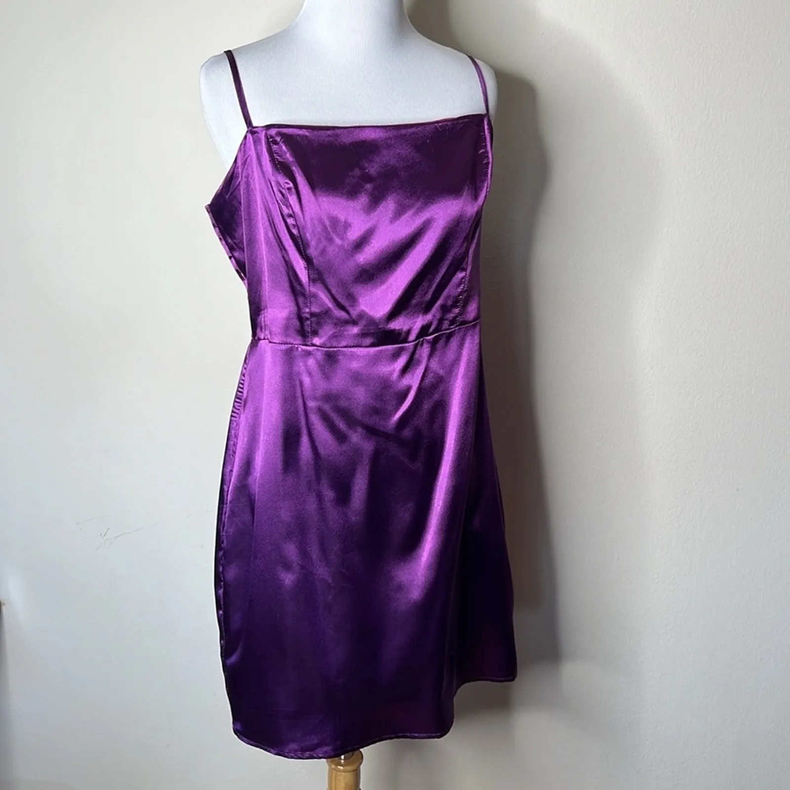 Lulus Emalee Dark Purple Satin Mini Dress - Image 4