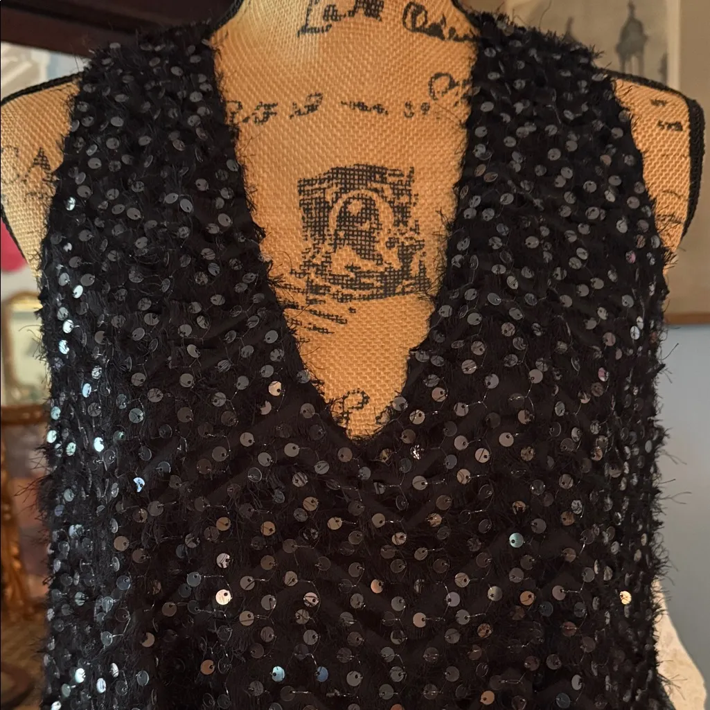 Altar’d State Black Sequin Eyelash Fringe Dress NWT - Image 3