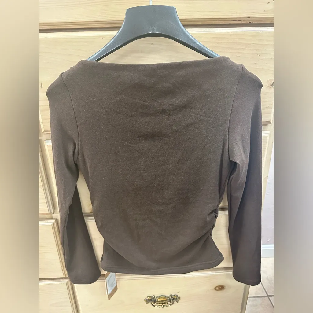 NWT OGL MaxWarmBoatneck Long Sleeve Brami Top In Brown $49MSRP Size L - Image 11