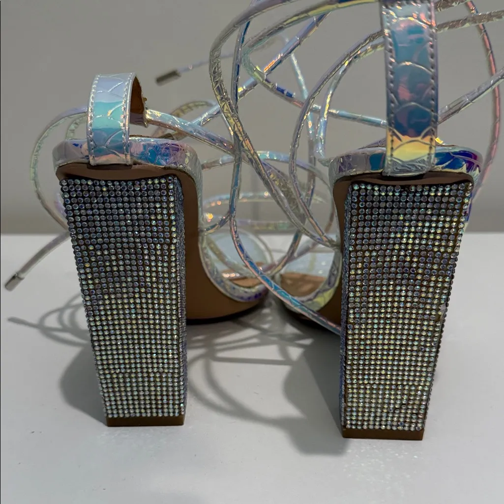 Brand new Simmi London Shimmering Strappy Heels with Rhinestone Block Heel - Image 6