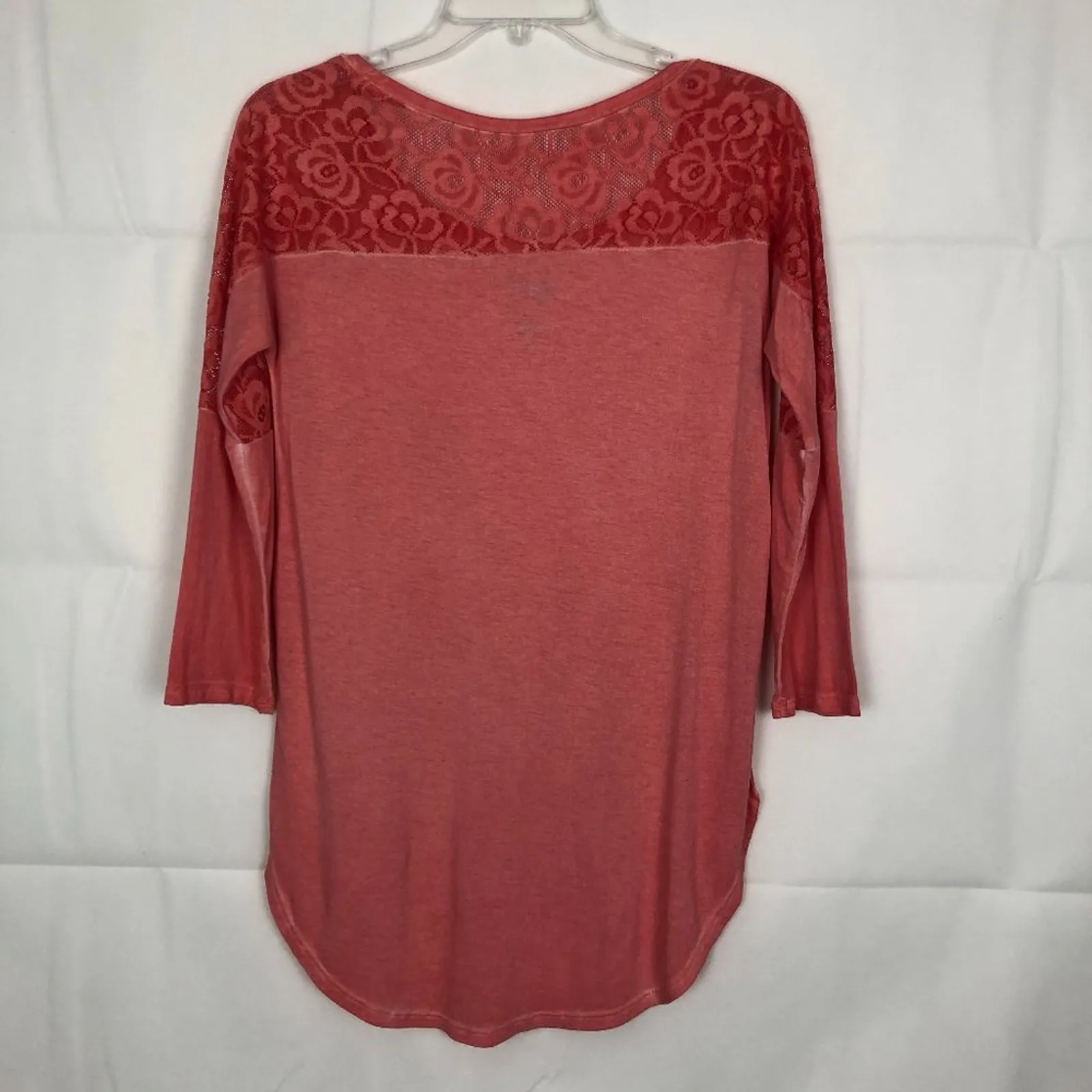 Arizona I 3/4 Sleeve Lace Orange Hi-Low Top - Image 7