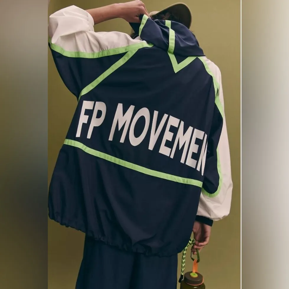 NWT Free People Care FP Like The Wind Logo Jacket in Midnight Navy Combo - Image 2