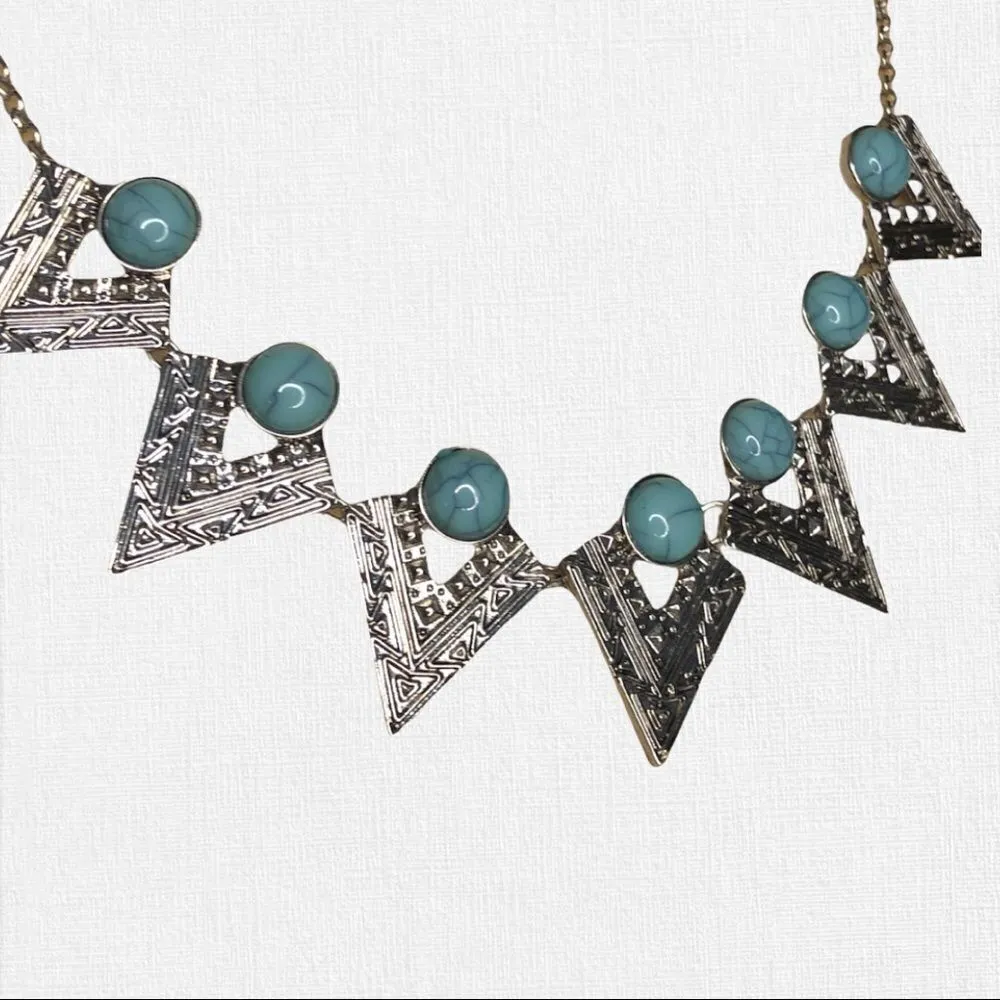 Cool silver and turquoise stone necklace Silver - Image 7