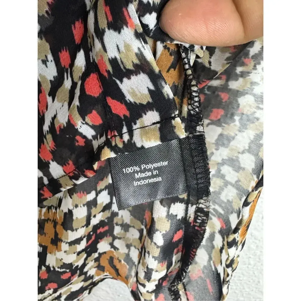 Lane Bryant Collared Button Front Tank Top 16 Split Open Back Novelty Dots Brown - Image 6