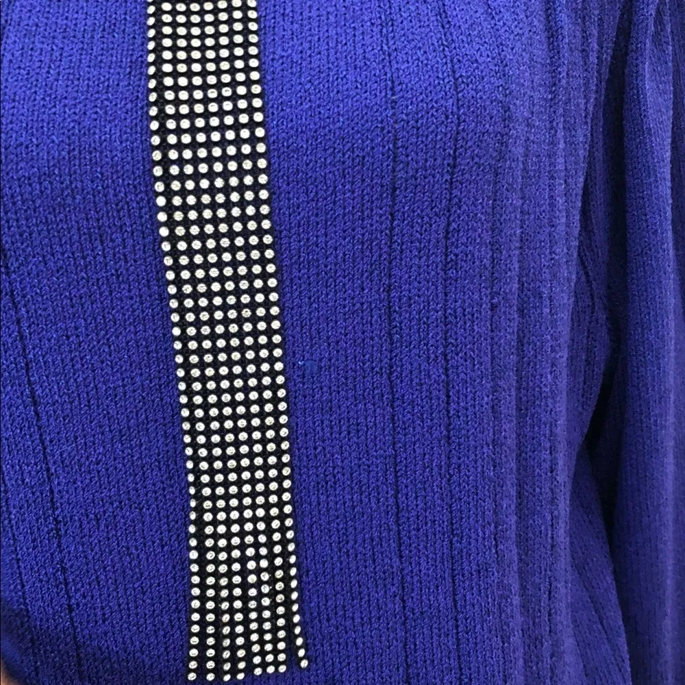 Mark Allan vintage rhinestone purple knit sweater Size L - Image 4