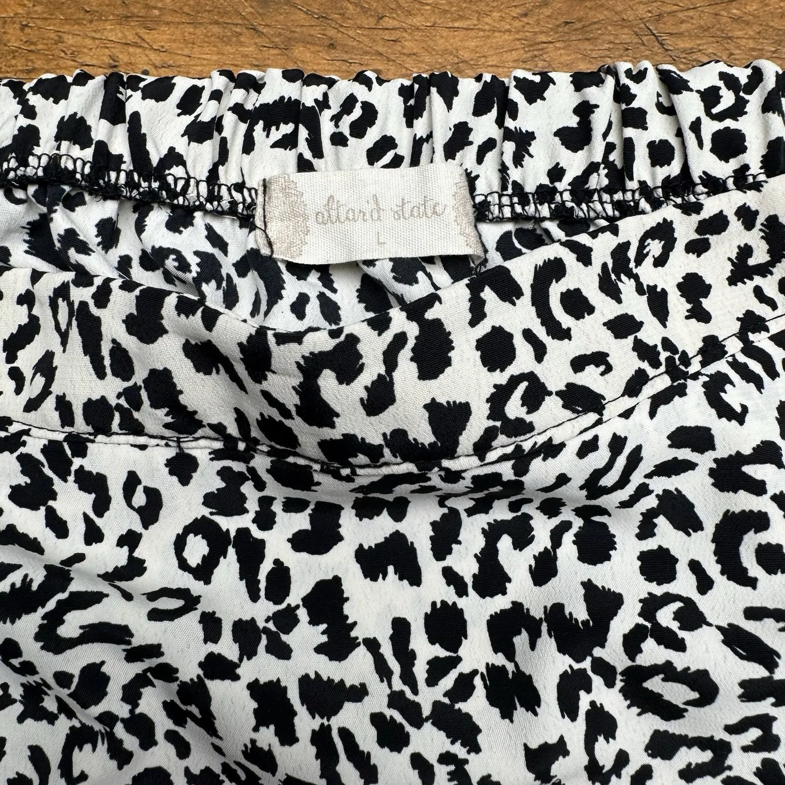 Altard‎ State Pull on Mini Skirt Women's Large Cream Black Leopard Ruffle Front - Image 2