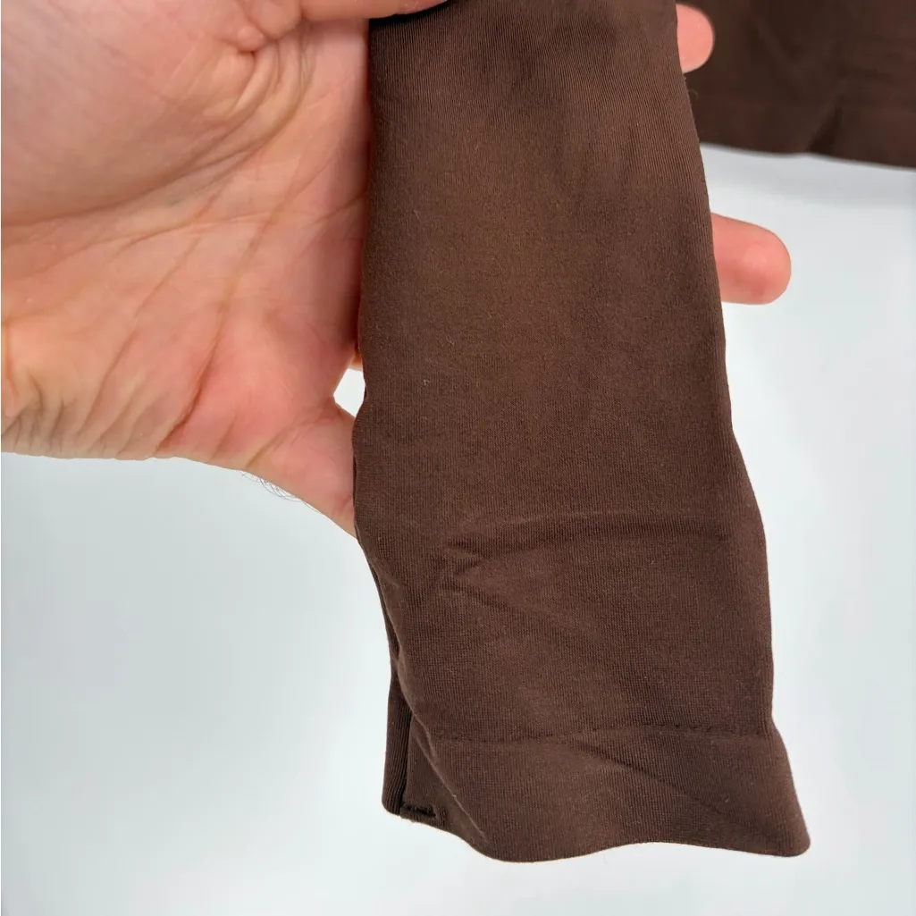 SKIMS Brown Mock Neck Long layer Sleeve Stretch Top Nylon Elastane Size Large - Image 8